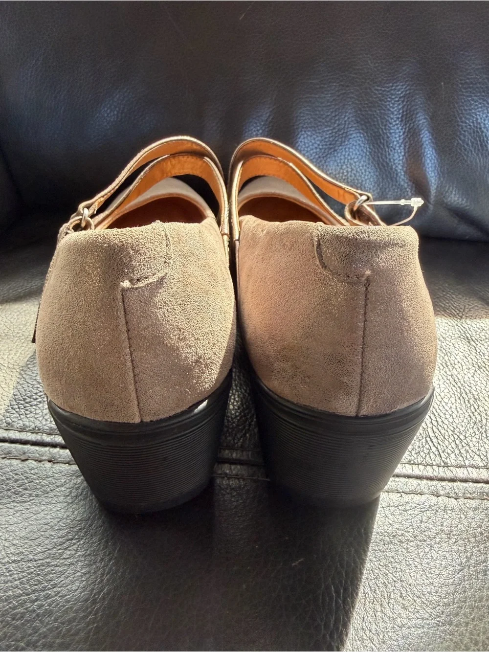 Comfortiva Alic Metallic Cross strap Wedge Mary Jane  in Taupe